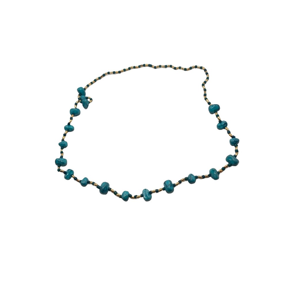 Vintage Southwestern Style Station Necklace Freeform Turquoise Like Beads - Picture 2 of 3